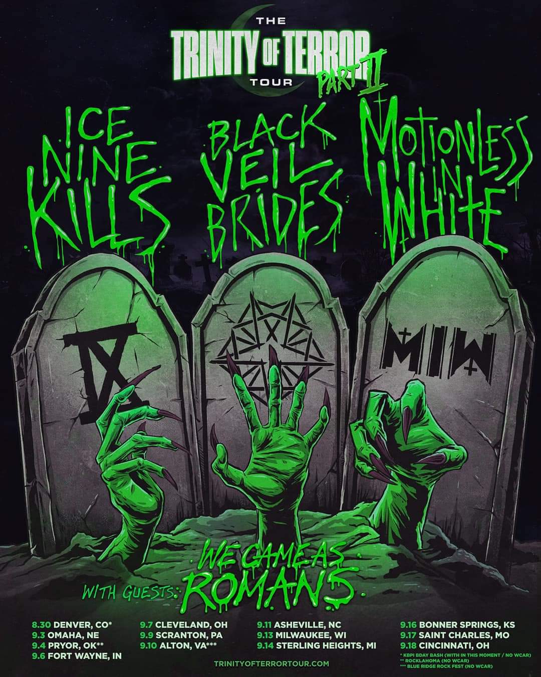 SAVING ABEL ~ ART of DYING BLACK LITE DISTRICT Rock 4 Revival Tour Poster SIGNED 